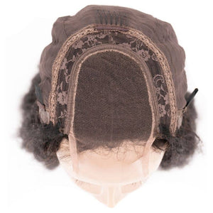 Kinky Straight Human Hair Lace Closure Wig