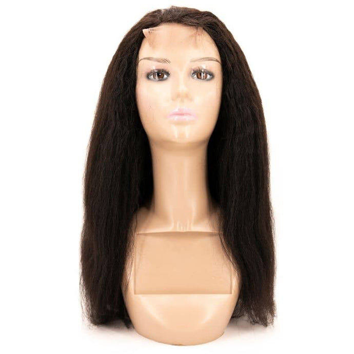 Kinky Straight Human Hair Lace Closure Wig